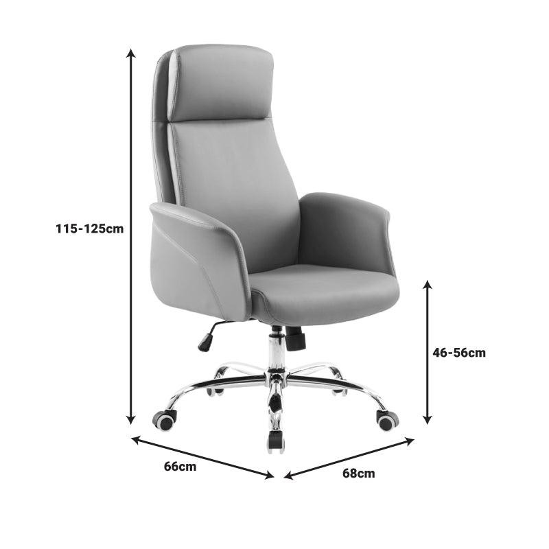 Премиум менаџерска канцелариска фотелја Manager office chair Halos со висок ергономски наслон, тапацирани ракофати и луксузна кафеава PU кожа