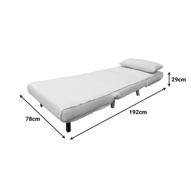 Модерна лоунџ фотелја на расклопување Armchair-bed Veden тапацирана со густо ткаена зајакната антрацит текстилна ткаенина, во позиција на фотелја и расклопена како паметен кревет