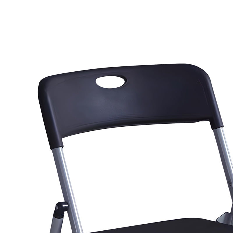 Модерен, естетски и уникатен преклопен стол Foldable chair Oasic со седиште од зајакнат црн полипропилен и лесна преклопна сребрена рамка