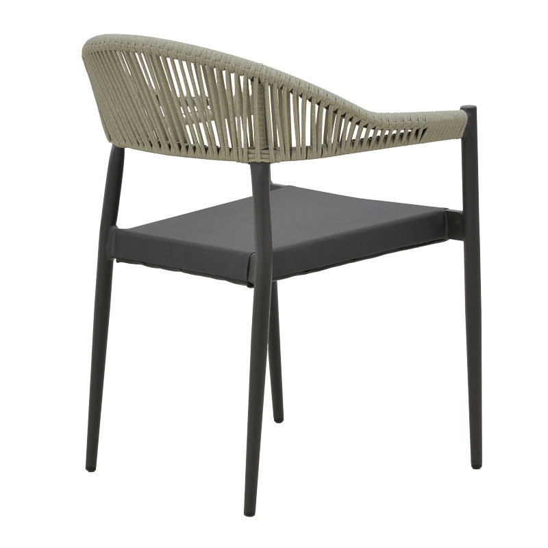 Модерен алуминиумски сет за јадење Calyte во антрацит боја со квадратна маса и четири столови за секоја намена