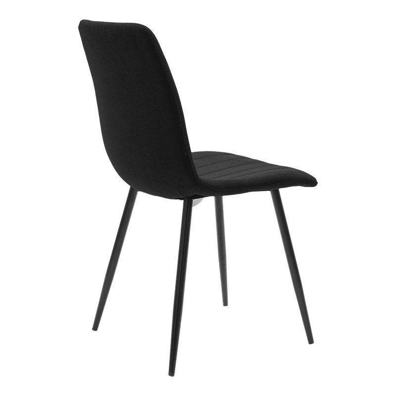 Модерен и компактен 5-делен трпезариски сет Dining Table Set Umberax кој вклучува тркалезна бела мат маса со натур дрвени ногарки и четири прилагодени темно сиви лоунџ столици