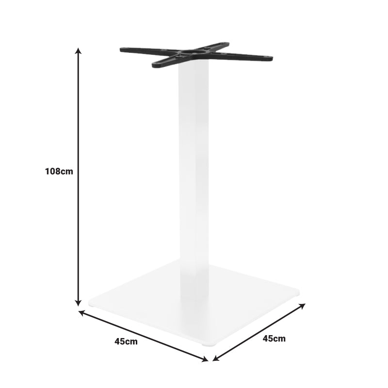 Висока метална барска основа за маса Table base Halit со квадратна цврста база и минималистички дизајн во бела и црна комбинација