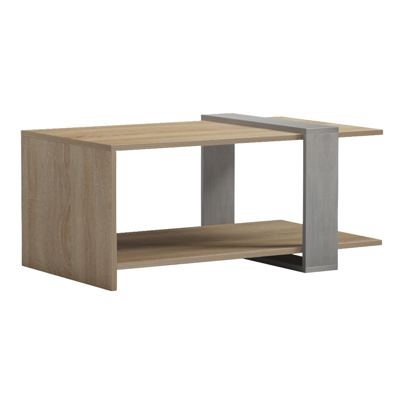 Модерна ниска лоунџ клуб маса Coffee table Xenoex во минималистички индустриски стил со ефект на сив цемент и сонома дрвени нијанси