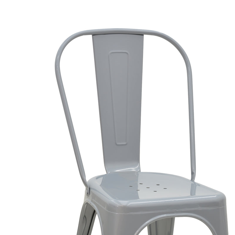 Модерен, естетски и уникатен низок метален стол Chair Quaic во урбан индустриски лоунџ стил со зајакната челична сива рамка