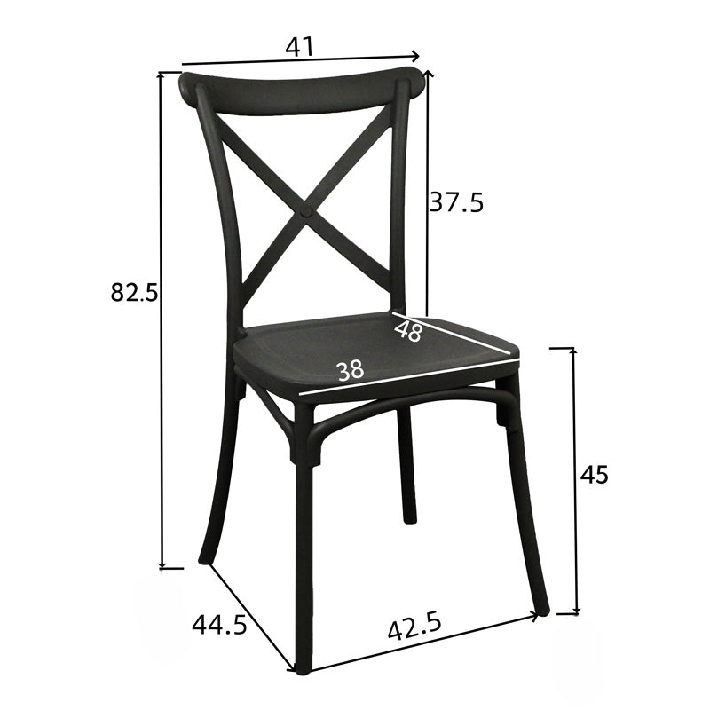 Модерна минималистичка трпезариска столица Chair Xente на редење, изработена од цврст црн полипропилен со ергономски наслон и моноблок структура