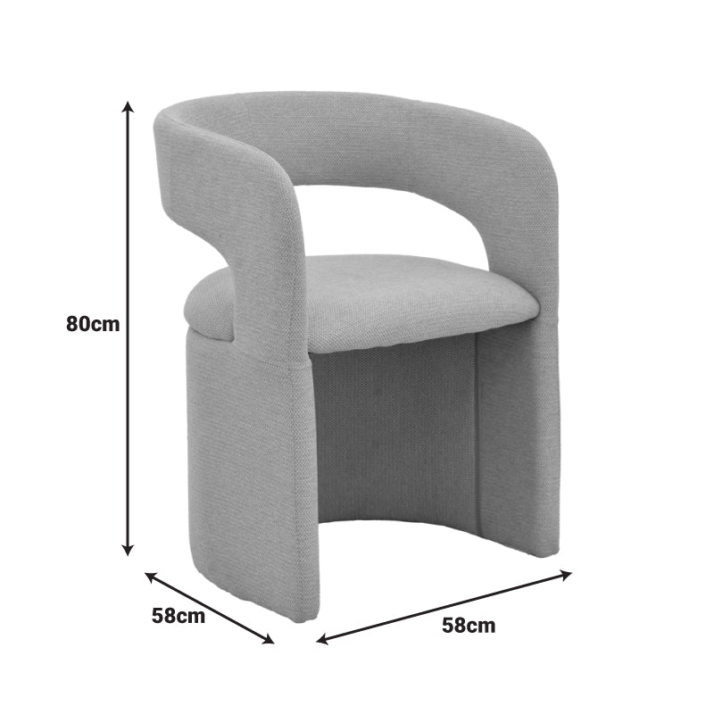 Модерна лоунџ трпезариска фотелја Armchair Umbax со паметна ергономска форма, наслони за раце и мека мат антрацит сива ткаенина врз стабилна темна база
