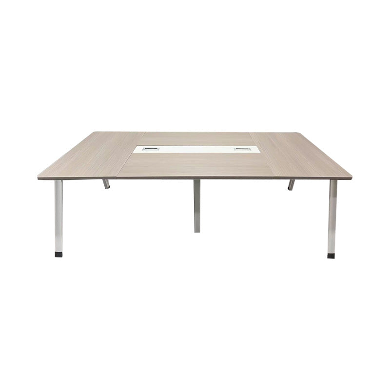 Голема правоаголна конференциска маса Conference table Xeno во сонома-бела боја со дебела зајакната површина и стабилна деловна база