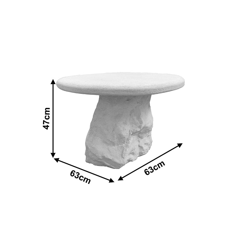 Модерна, естетска и уникатна тркалезна помошна маса Side Table Ridge во чиста бела боја со мазна горна површина и стабилна паметна архитектура