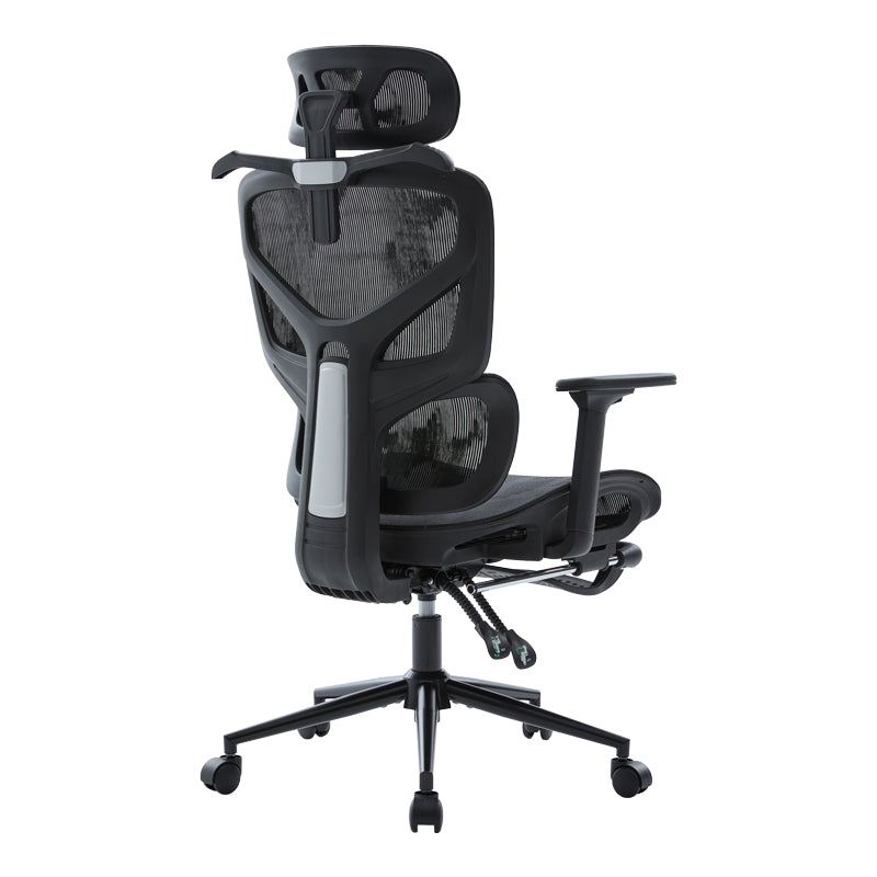 Модерна црна директорска канцелариска столица Executive Office Chair Umberet со висок анатомски наслон од дишлива мрежа, потпирачи за раце и стабилна база на тркалца