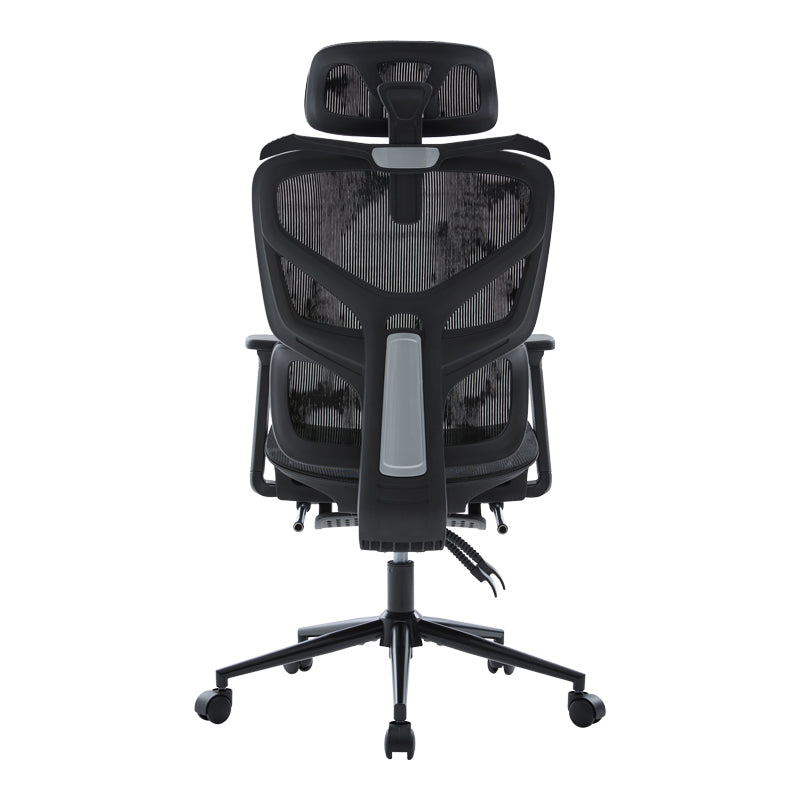 Модерна црна директорска канцелариска столица Executive Office Chair Umberet со висок анатомски наслон од дишлива мрежа, потпирачи за раце и стабилна база на тркалца