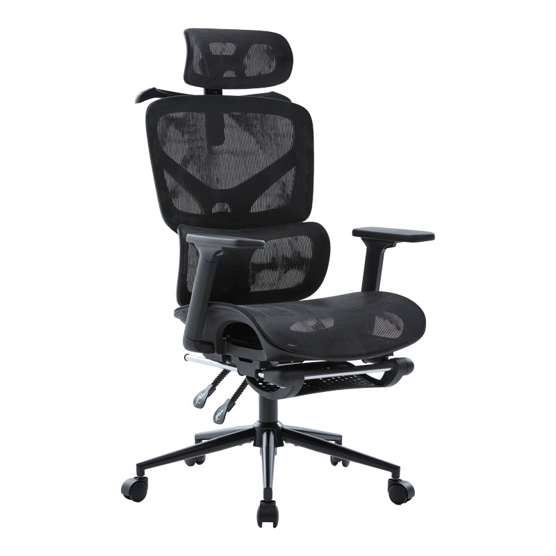 Модерна црна директорска канцелариска столица Executive Office Chair Umberet со висок анатомски наслон од дишлива мрежа, потпирачи за раце и стабилна база на тркалца