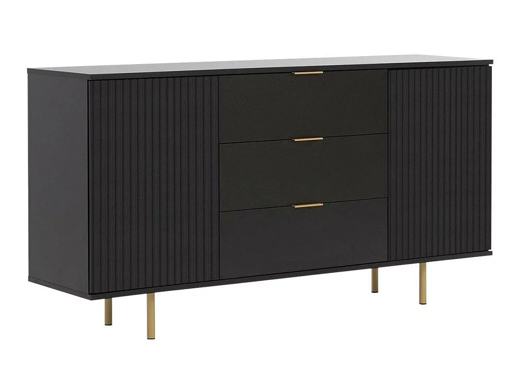 LUXURY SIDEBOARD ARIA WITH 3 DRAWERS & 2 DOORS – MATTE BLACK – 150cm