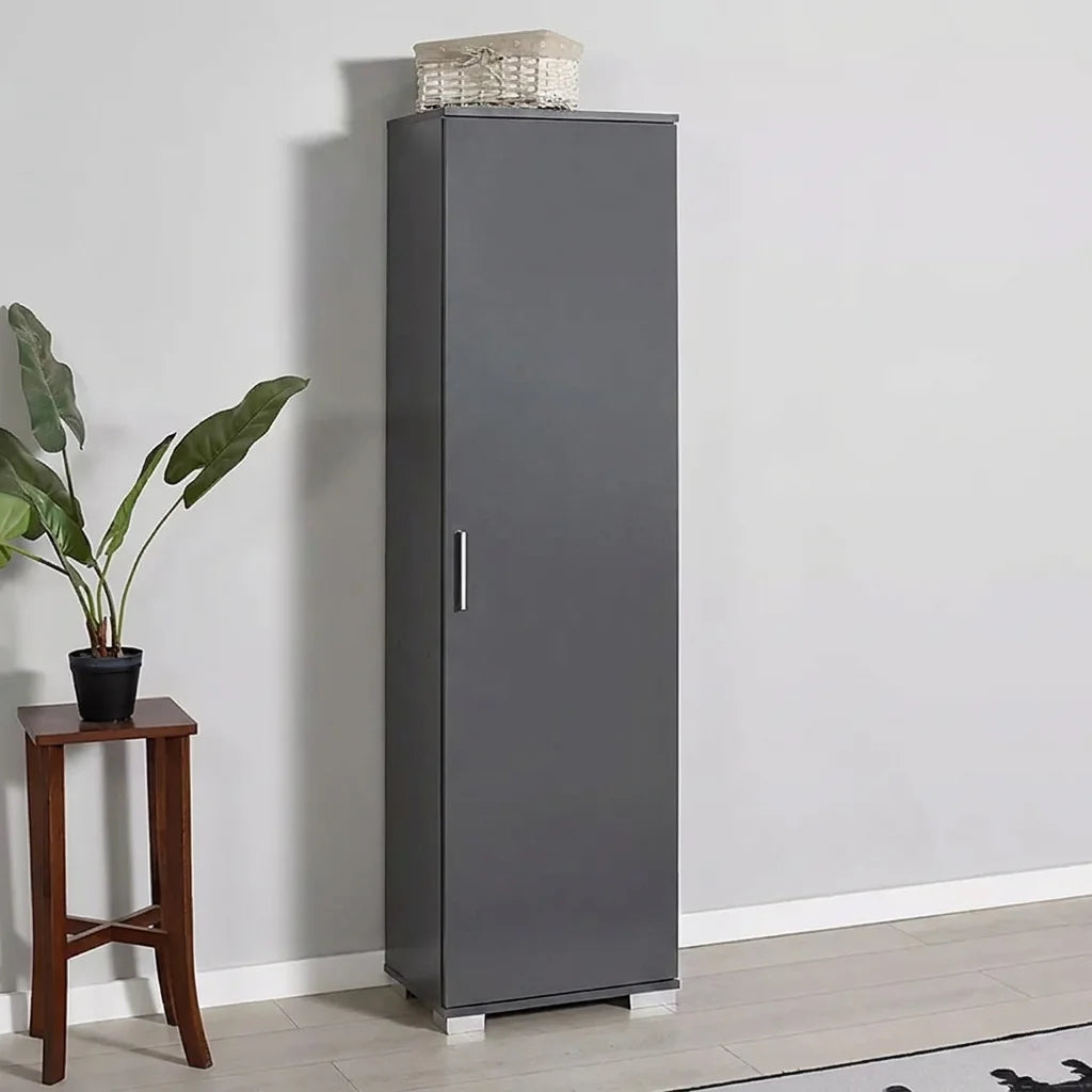 TALIA SINGLE-DOOR WARDROBE WITH SHELVES – ANTHRACITE (40x187 CM)