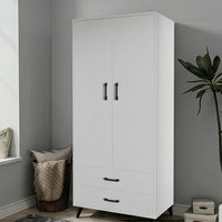 PALERMO TWO-DOOR WHITE WARDROBE WITH DRAWERS (182 cm)