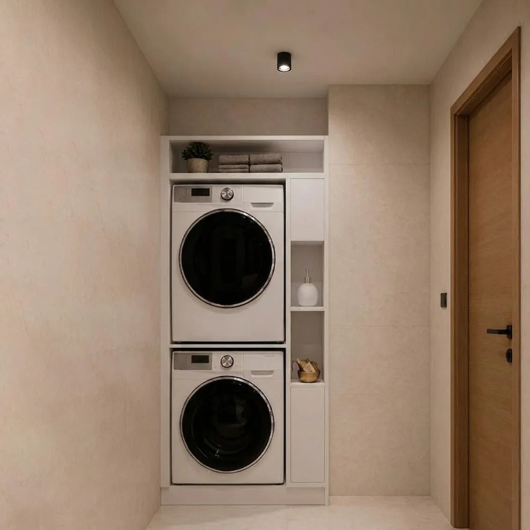 CREMONA Bathroom Cabinet for Washing Machine & Dryer – White (200 cm)