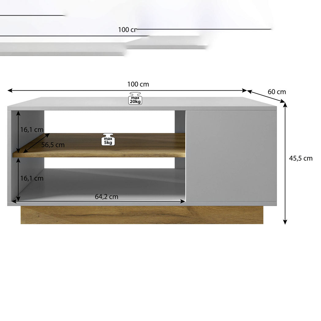 Stilska klub masa Bari so dolzina od 100cm vo skandinavski drven ambient
