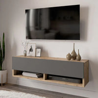 MODERN WALL-MOUNTED TV STAND BRINDISI – OAK / ANTHRACITE (180 CM)