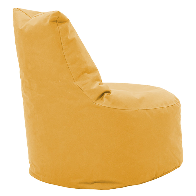 Модерна, естетска и уникатна лоунџ пуф фотелја Bean bag armchair Kade со ергономска форма, изработена од густа 100% водоотпорна жолта ткаенина