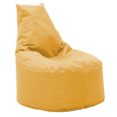 Модерна, естетска и уникатна лоунџ пуф фотелја Bean bag armchair Kade со ергономска форма, изработена од густа 100% водоотпорна жолта ткаенина