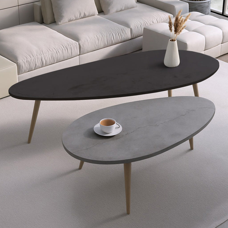 Луксузен лоунџ сет од две спарени тркалезни клуб масички Coffee table Wreis во мат црно-сива нијанса со засилена модерна конструкција за дневна соба