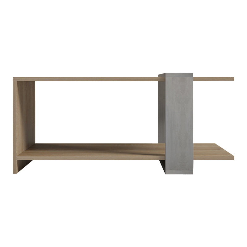 Модерна ниска лоунџ клуб маса Coffee table Xenoex во минималистички индустриски стил со ефект на сив цемент и сонома дрвени нијанси