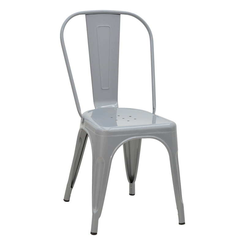 Модерен, естетски и уникатен низок метален стол Chair Quaic во урбан индустриски лоунџ стил со зајакната челична сива рамка