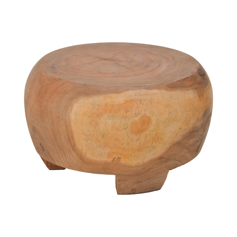 Уникатна тркалезна клуб масичка Coffee Table Umberin изработена од едно парче масивно егзотично Суар дрво со моќни природни годови, пукнатини и натур нијанси врз стабилна дрвена база