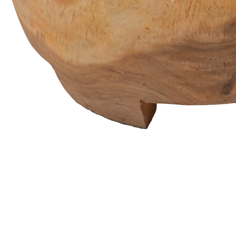 Уникатна тркалезна клуб масичка Coffee Table Umberin изработена од едно парче масивно егзотично Суар дрво со моќни природни годови, пукнатини и натур нијанси врз стабилна дрвена база