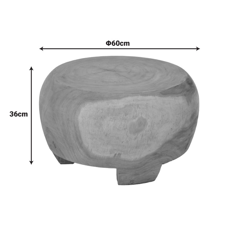 Уникатна тркалезна клуб масичка Coffee Table Umberin изработена од едно парче масивно егзотично Суар дрво со моќни природни годови, пукнатини и натур нијанси врз стабилна дрвена база