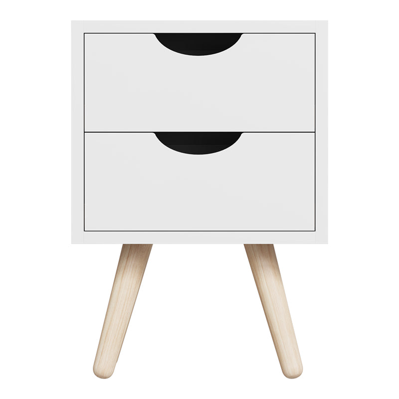 Компактна и модерна правоаголна ноќна масичка Bedside table Xenlo со рамна бела површина и минималистички отворени полици за спална соба