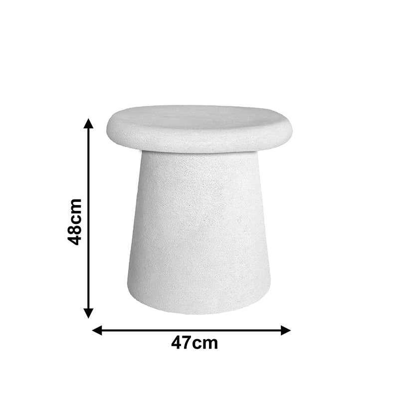 Модерна, естетска и уникатна тркалезна помошна маса Side Table Ridic во чиста бела боја со мазна горна површина и стабилна паметна архитектура