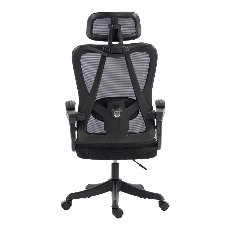 Модерна црна директорска канцелариска столица Executive Office Chair Umberia со висок ергономски наслон од дишлива мрежа, потпирачи за раце и засилена база на тркалца