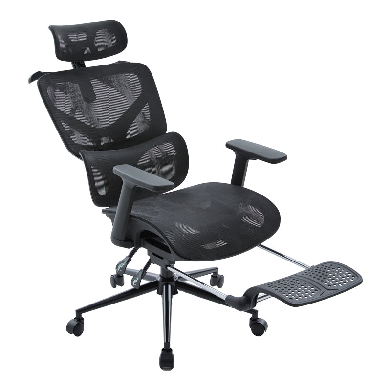 Модерна црна директорска канцелариска столица Executive Office Chair Umberet со висок анатомски наслон од дишлива мрежа, потпирачи за раце и стабилна база на тркалца