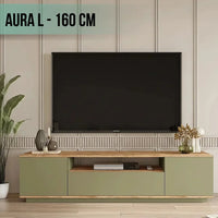 TV STAND AURA L – SONOMA WITH GREEN -  160 CM