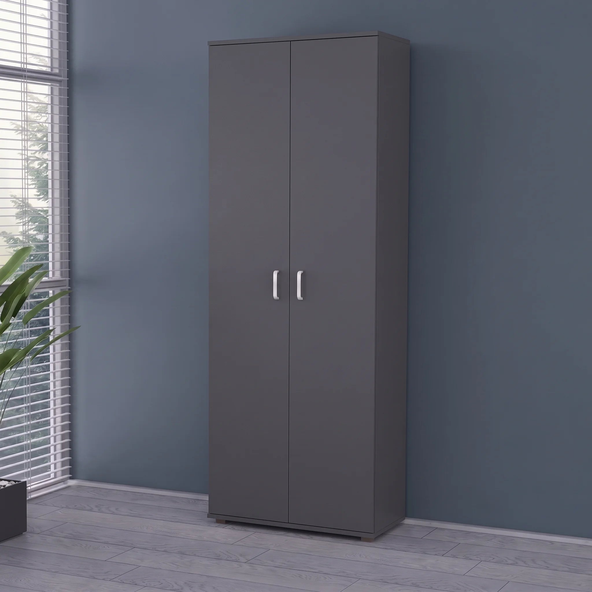 LIVIA Wardrobe with Shelves – Anthracite (70 × 189 cm)