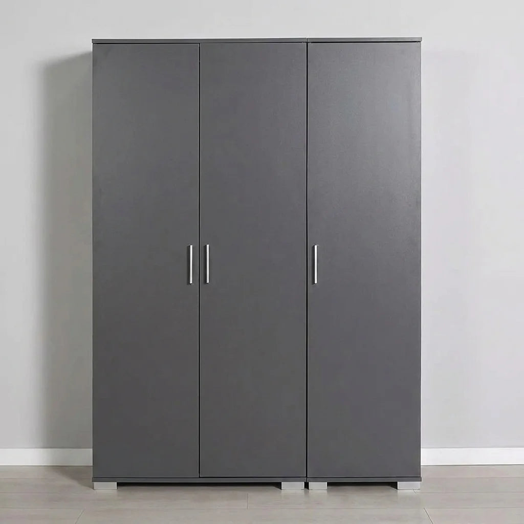 TALIA THREE-DOOR WARDROBE WITH HANGING RAIL AND SHELVES – ANTHRACITE (120x187 CM)